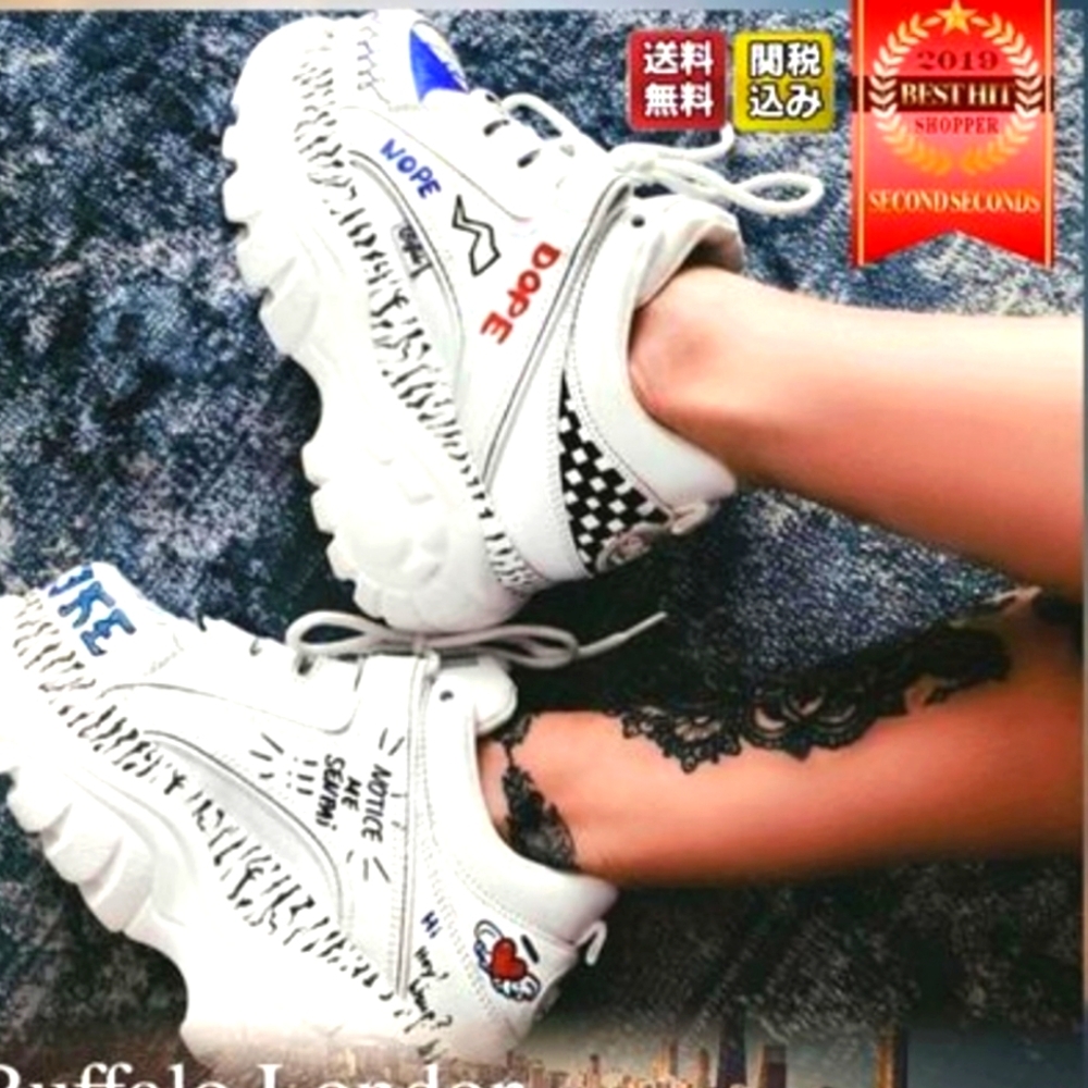 New In Box! Buffalo London Platforms- Graffiti! Size 10. - Picture 1 of 4